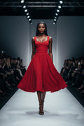 IWD Women's Square Neck A Line Midi Dress Ruched Waist Corset Flowy Elegant Wedding Guest Long Dresses