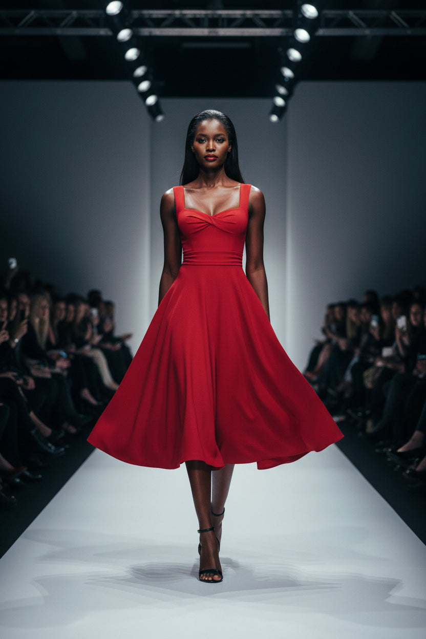 IWD Women's Square Neck A Line Midi Dress Ruched Waist Corset Flowy Elegant Wedding Guest Long Dresses
